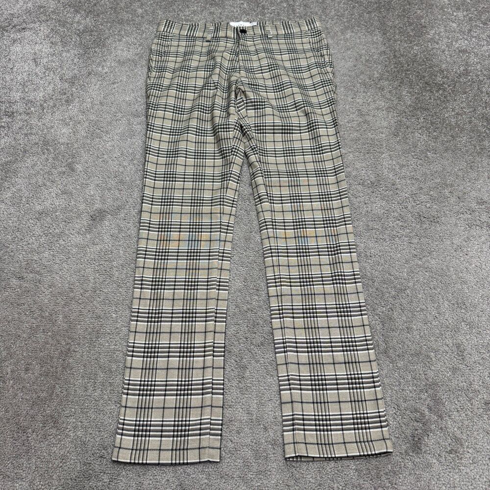 Topman Plaid Check Slim Skinny Smart Trousers Dress Pants Mens 30x30 Brown Black